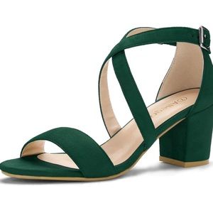 Allegra K Forest green block heel sandals - size 8